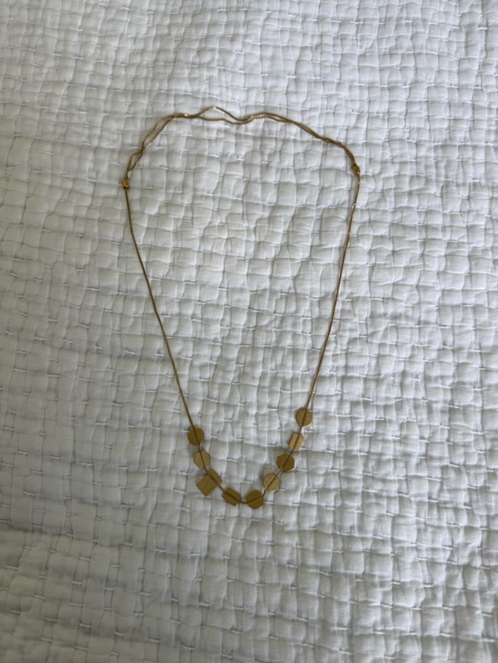 Anthropologie Gold Disc & Cylinder Bead Necklace